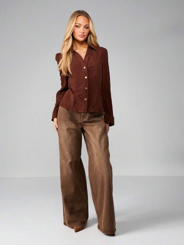 MISSGUIDED Ribbed Button Up Cardigan With Gold Buttons