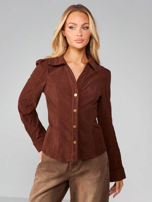 MISSGUIDED Ribbed Button Up Cardigan With Gold Buttons