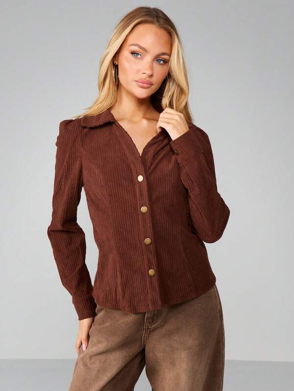 MISSGUIDED Ribbed Button Up Cardigan With Gold Buttons