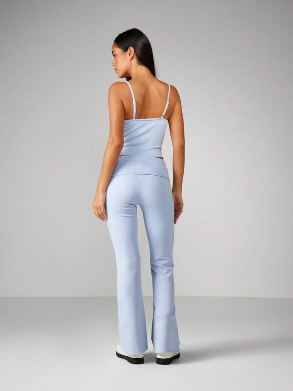 MISSGUIDED Ribbed Cami And Flare Pants Set