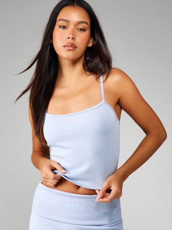 MISSGUIDED Ribbed Cami And Flare Pants Set