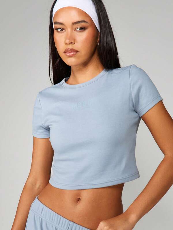 MISSGUIDED Ribbed Crop Top And Wide Leg Pants Set