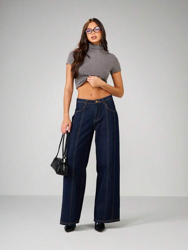 MISSGUIDED Ribbed High Neck Fitted Crop Top With Short Sleeves