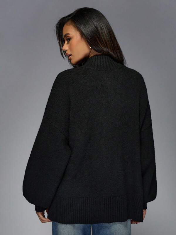 MISSGUIDED Ribbed High Neck Knit Cardigan