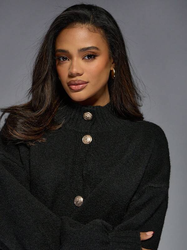 MISSGUIDED Ribbed High Neck Knit Cardigan