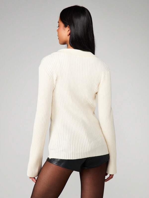 MISSGUIDED Ribbed Knit Button Front Cardigan