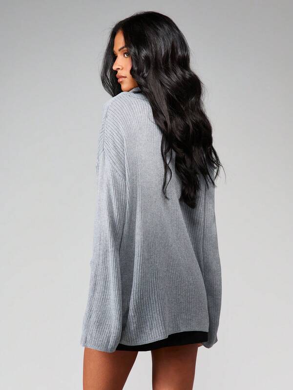 MISSGUIDED Ribbed Knit Button Front Cardigan With Collar