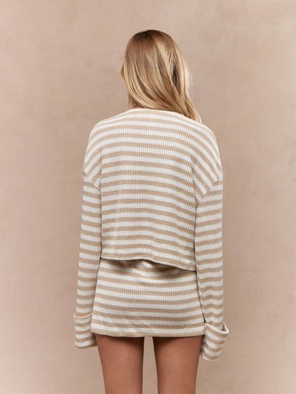 MISSGUIDED Ribbed Knit Cardigan And Mini Skirt Set
