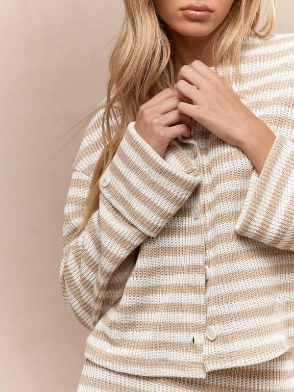 MISSGUIDED Ribbed Knit Cardigan And Mini Skirt Set