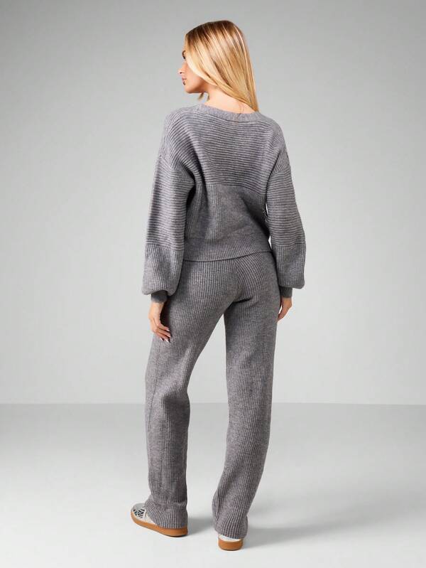 MISSGUIDED Ribbed Knit Cardigan With Matching Pants