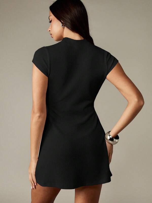 MISSGUIDED Ribbed Knit Crew Neck Mini Dress