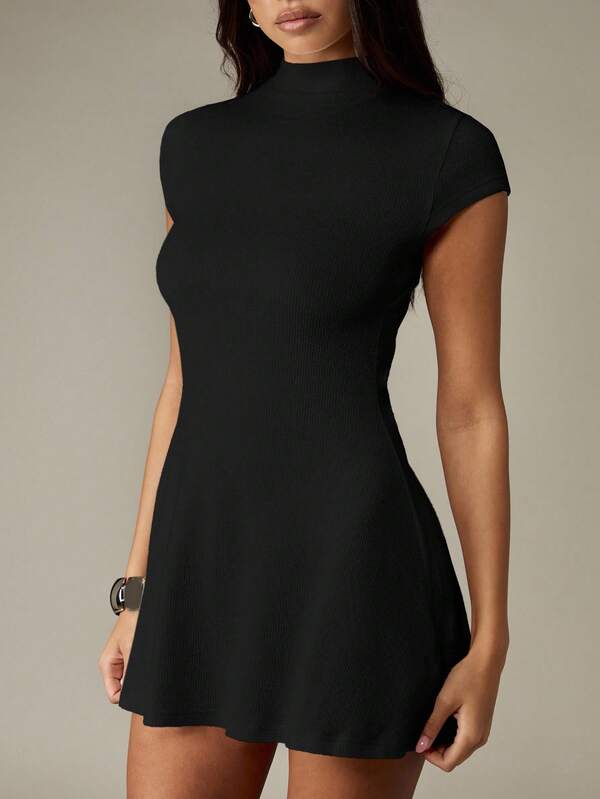 MISSGUIDED Ribbed Knit Crew Neck Mini Dress