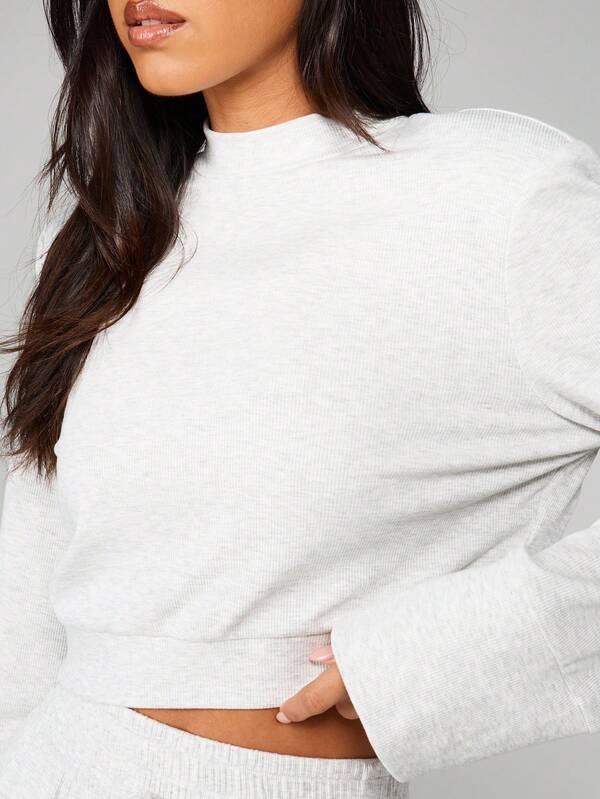 MISSGUIDED Ribbed Knit Long Sleeve Crew Neck Pullover