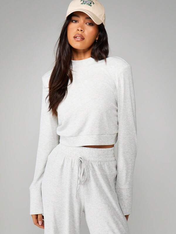MISSGUIDED Ribbed Knit Long Sleeve Crew Neck Pullover