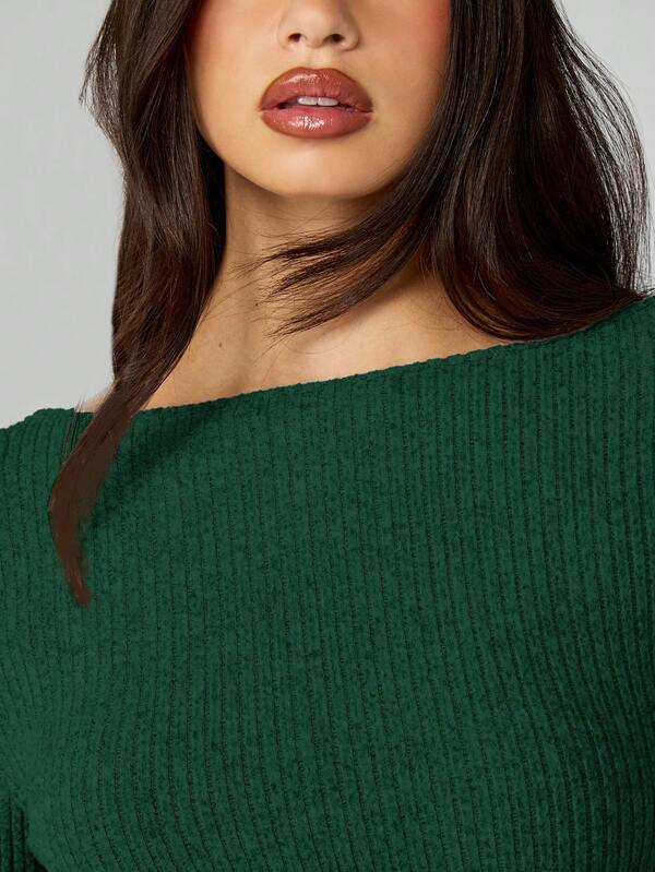 MISSGUIDED Ribbed Knit Long Sleeve Mini Dress
