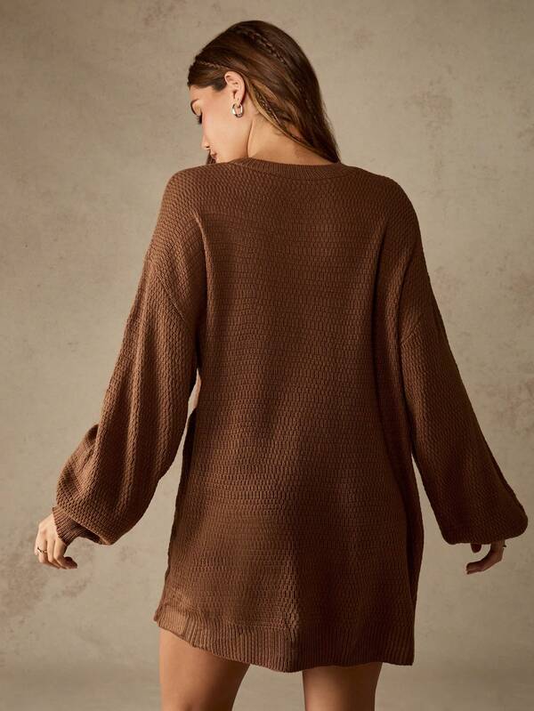 MISSGUIDED Ribbed Knit Mini Dress With Balloon Sleeves