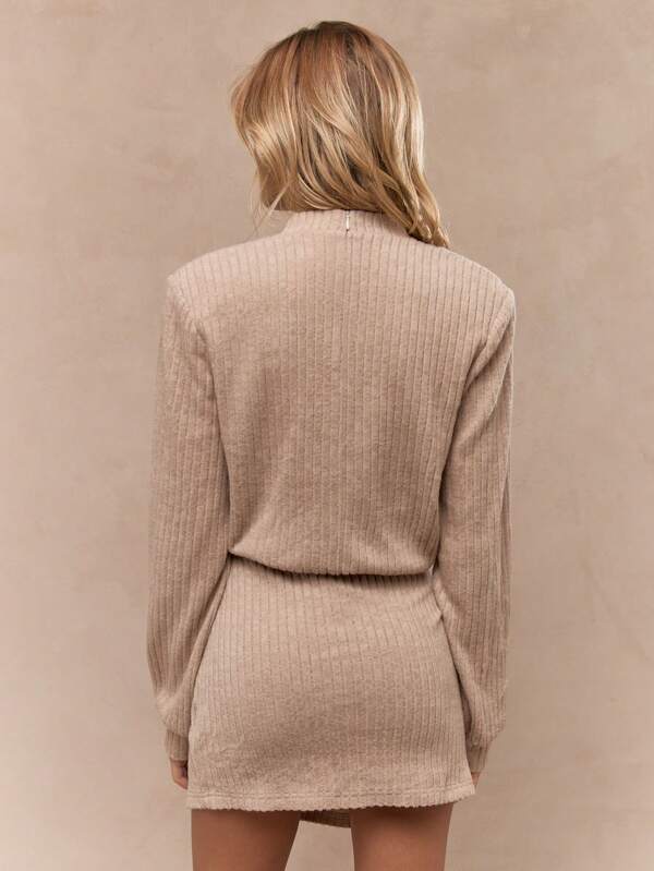 MISSGUIDED Ribbed Knit Mini Dress With Side Knot Detail