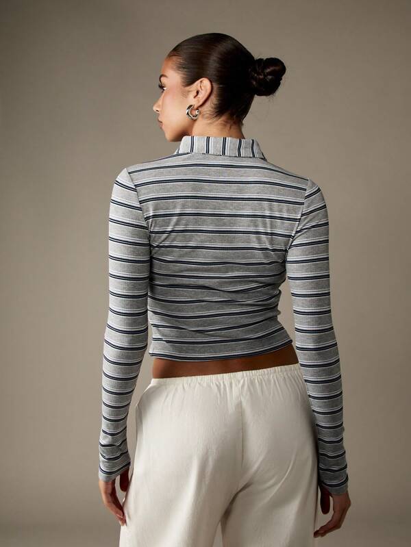 MISSGUIDED Ribbed Knit Zip Through Cardigan With Collar And Long Sleeves