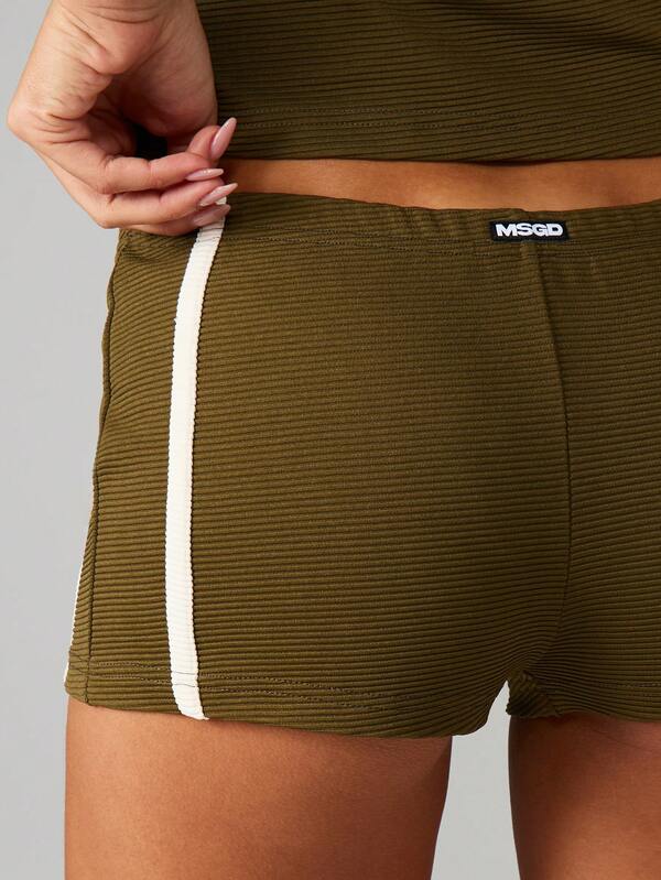 MISSGUIDED Ribbed Shorts With Side Stripe
