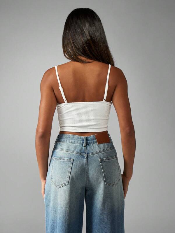 MISSGUIDED Ribbed Structured Corset Style Crop Tank Top