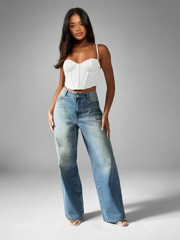 MISSGUIDED Ribbed Structured Corset Style Crop Tank Top