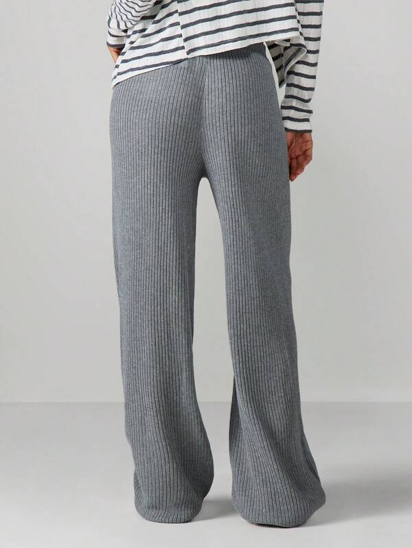 MISSGUIDED Ribbed Wide Leg Palazzo Pants