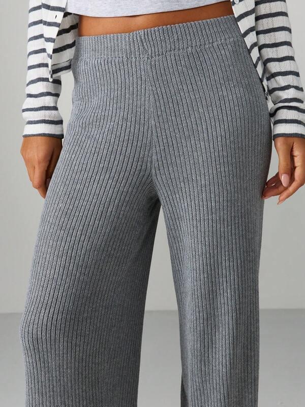 MISSGUIDED Ribbed Wide Leg Palazzo Pants