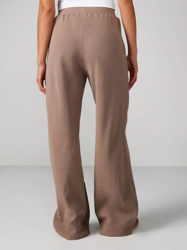 MISSGUIDED Ribbed Wide Leg Palazzo Pants