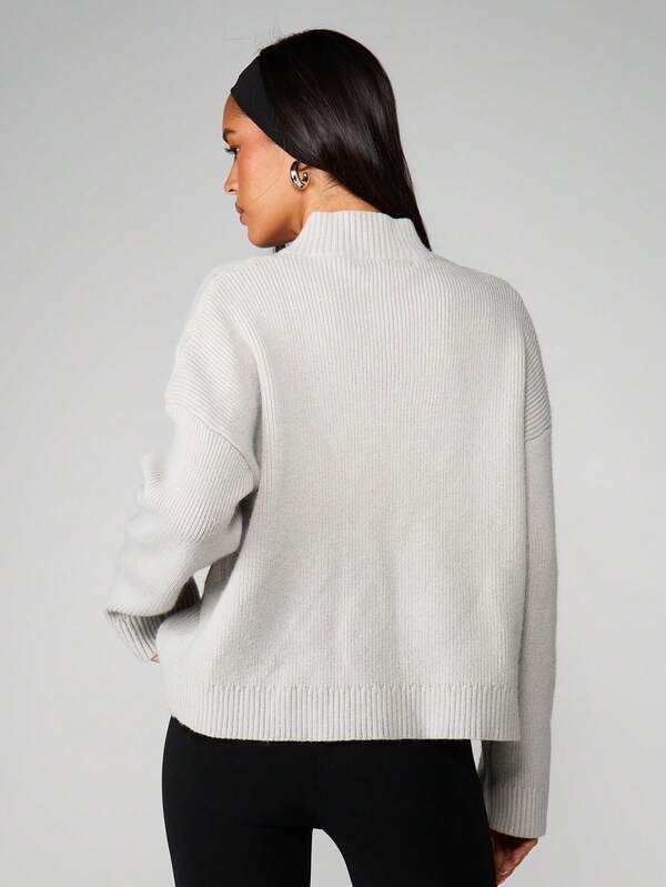 MISSGUIDED Ribbed Zip Cardigan With Stand Collar
