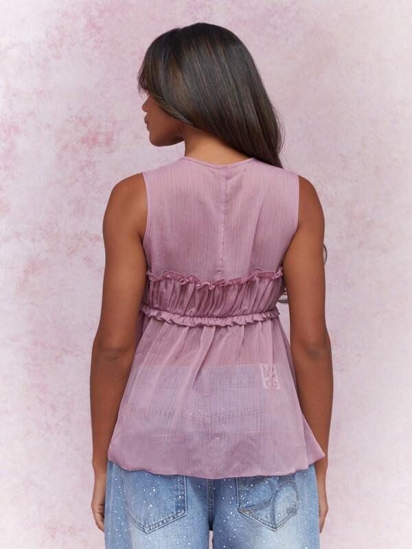 MISSGUIDED Ruched Bust Detail Sleeveless Open Front Top