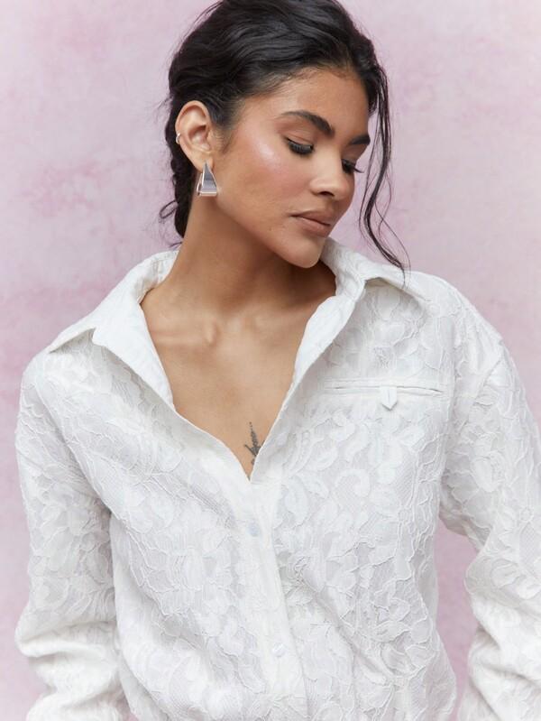 MISSGUIDED Ruched Lace Wrap Dress Detail Shirt Mini Dress