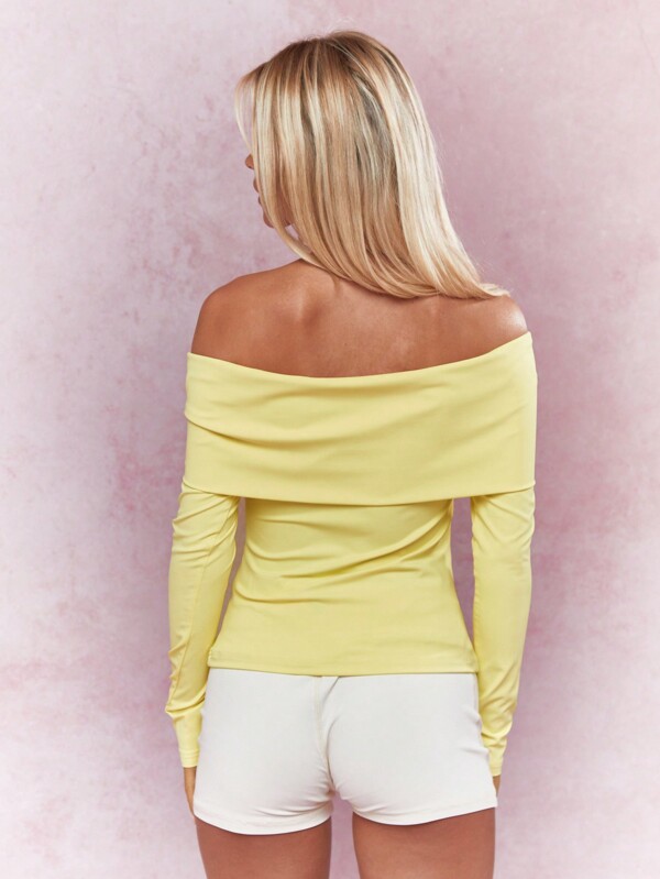 MISSGUIDED Ruched Off-Shoulder Long Sleeves Fitted Bardot Top