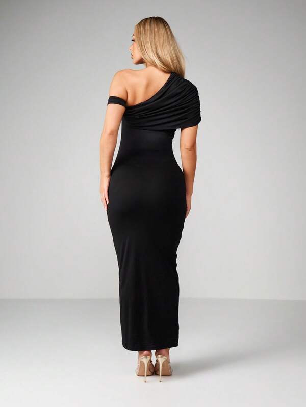 MISSGUIDED Ruched One Shoulder Bodycon Midaxi Dress