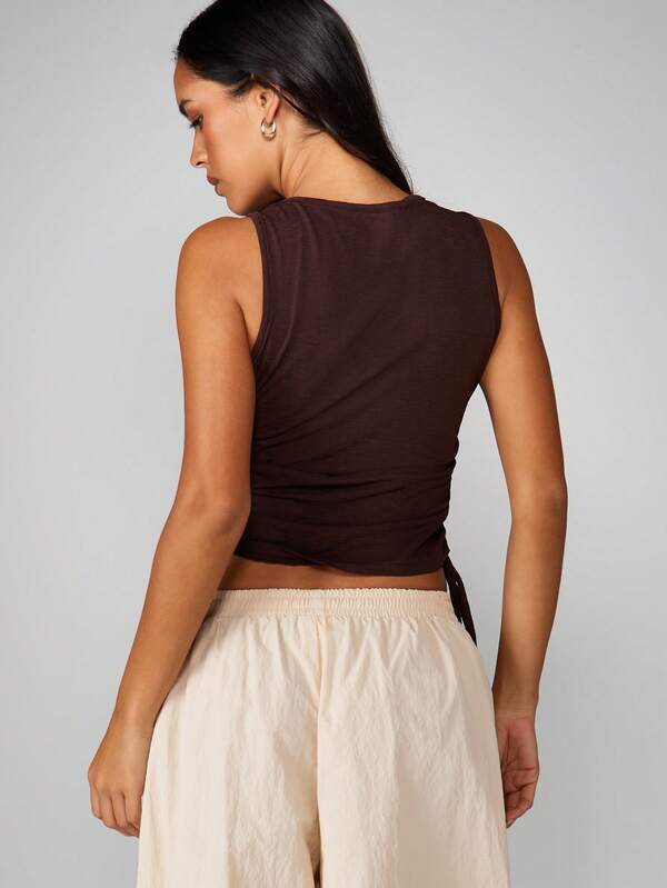 MISSGUIDED Ruched Side Tank With Drawstring Ties