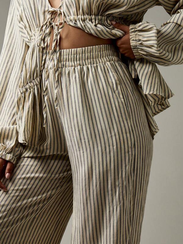 MISSGUIDED Ruched Two Piece Set With Balloon Sleeves And Wide Leg Pants