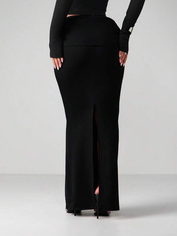 MISSGUIDED Ruched Waist Maxi Skirt With Draped Detail