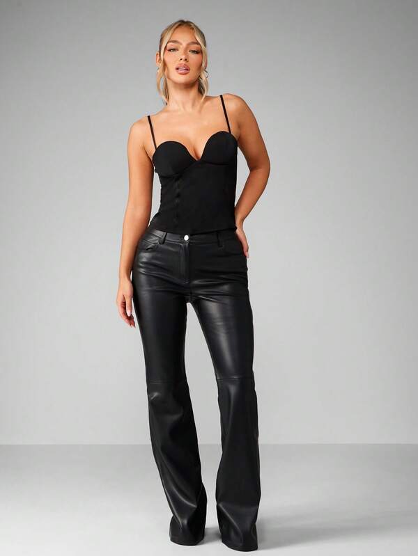 MISSGUIDED Satin Bustier Corset Style Cami With Spaghetti Straps