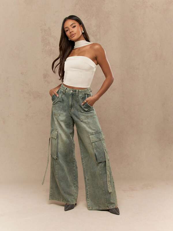 MISSGUIDED Satin Neck And Back Detail Bandeau Top