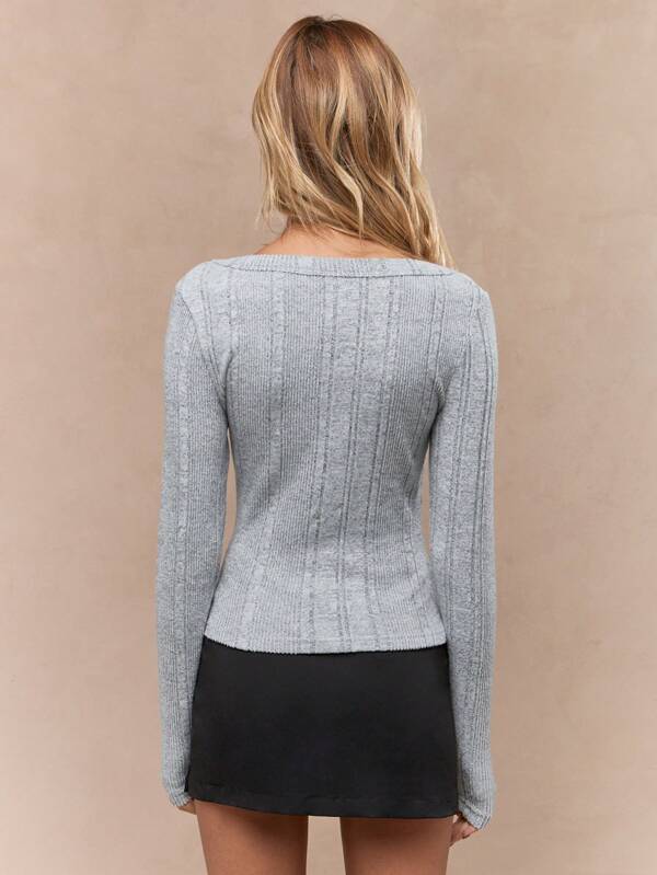 MISSGUIDED Scoop Neck Ribbed Sweater With Long Sleeves