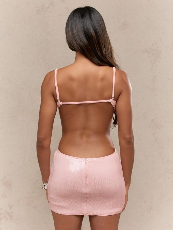 MISSGUIDED Sequin Bodycon Mini Dress With Backless Design