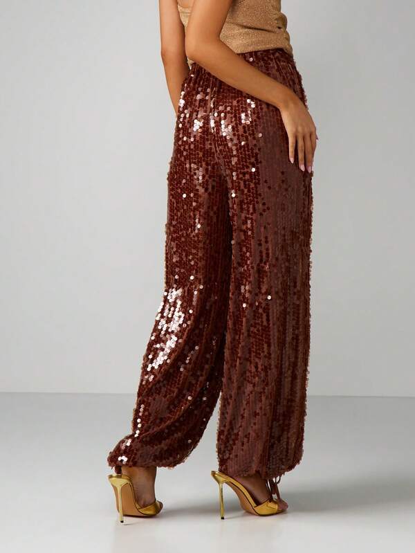 MISSGUIDED Sequin Drawstring Balloon Pants