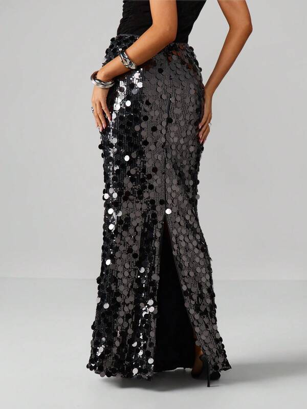 MISSGUIDED Sequin Embellished Mermaid Maxi Skirt
