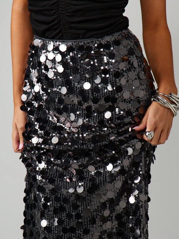 MISSGUIDED Sequin Embellished Mermaid Maxi Skirt