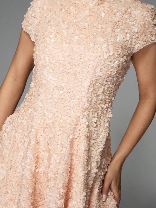 MISSGUIDED Sequin High Neck Mini Dress With Open Back
