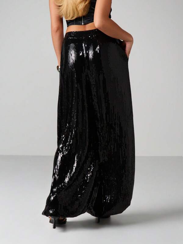 MISSGUIDED Sequin Wide Leg Palazzo Pants