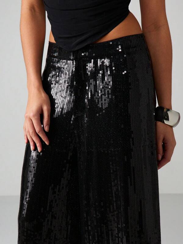 MISSGUIDED Sequin Wide Leg Palazzo Pants