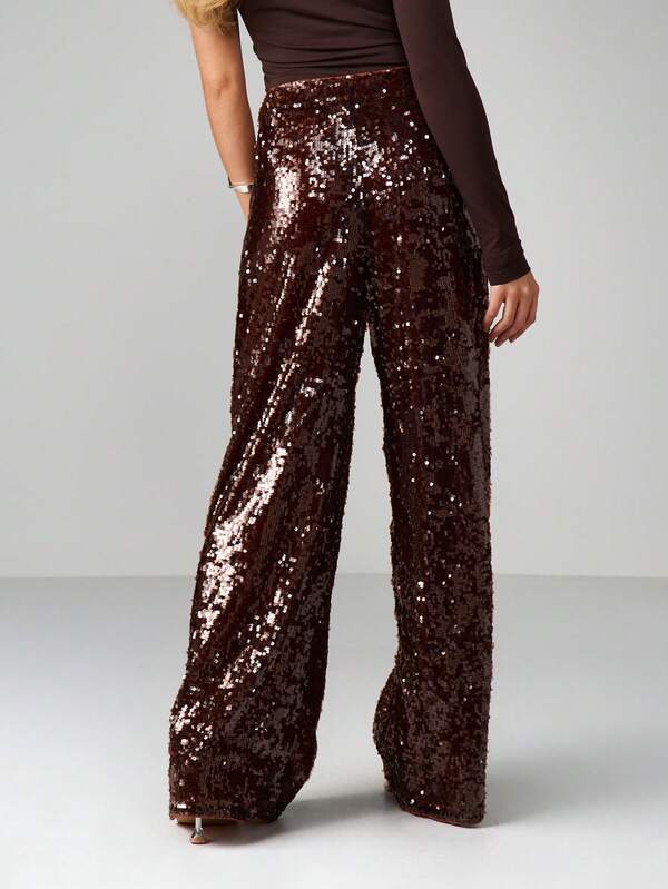 MISSGUIDED Sequin Wide Leg Palazzo Pants
