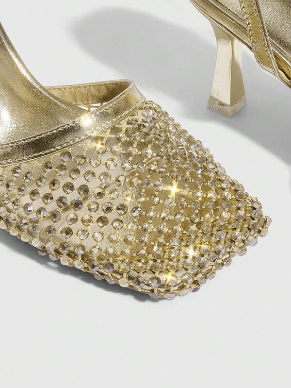 MISSGUIDED Sequined Ankle Strap Pointed Toe Pumps