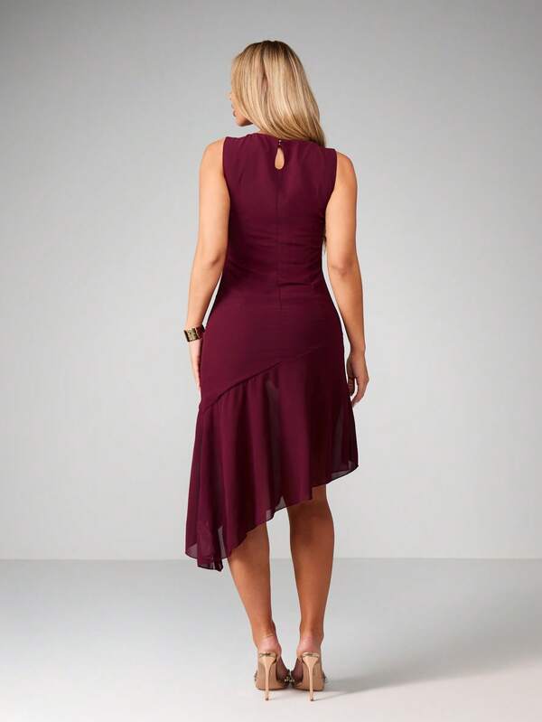 MISSGUIDED Sleeveless Asymmetrical Hem Midi Dress