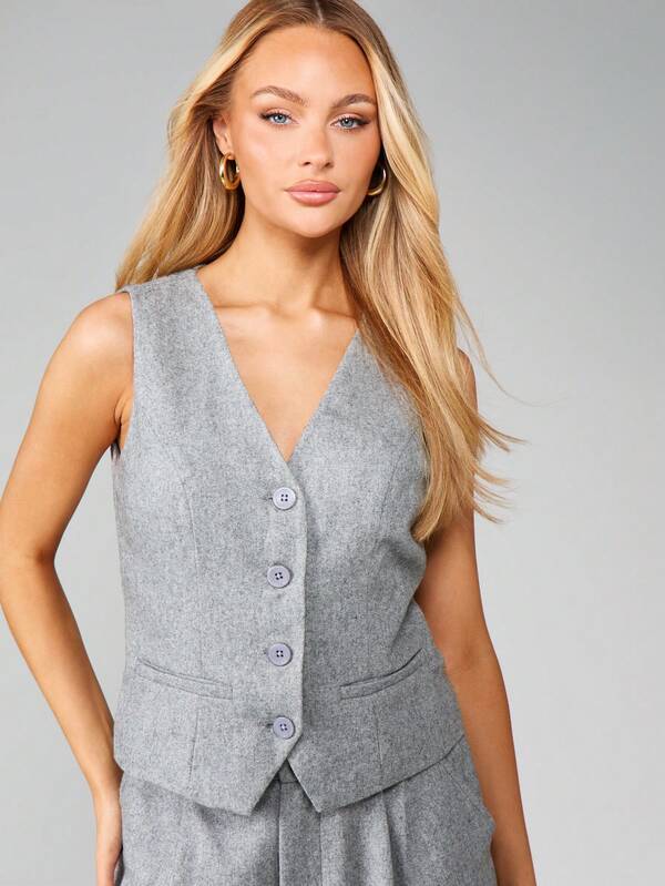 MISSGUIDED Sleeveless Button Front Waistcoat